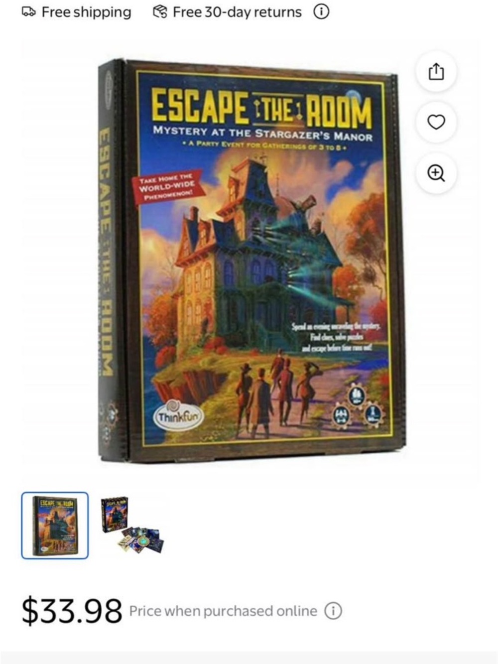 ThinkFun Escape The Room: Mystery at the Stargazer's Manor - Blue Puzzle Game